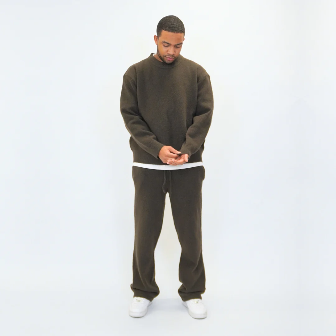 the soft-knit straight leg jogga' - brown - Image 3