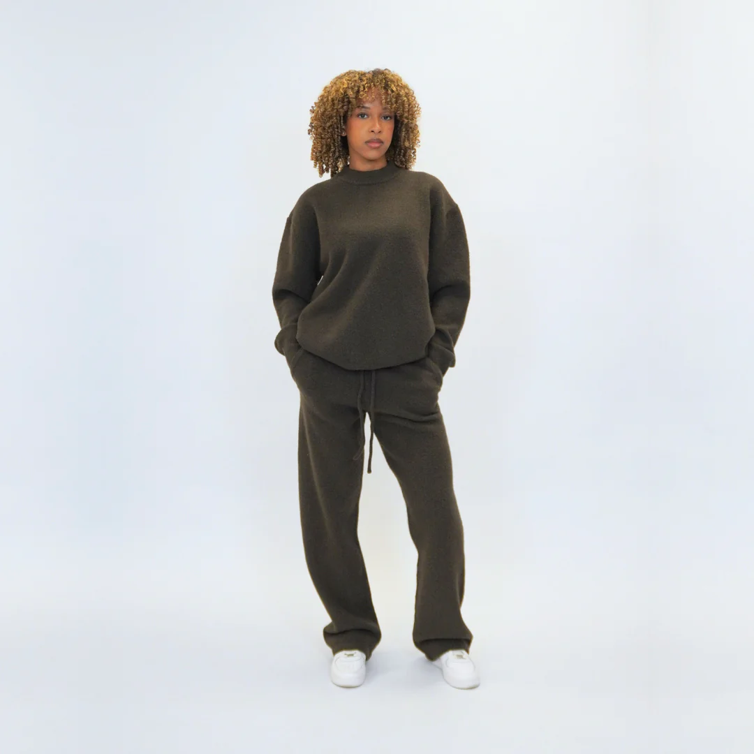 the soft-knit straight leg jogga' - brown - Image 4