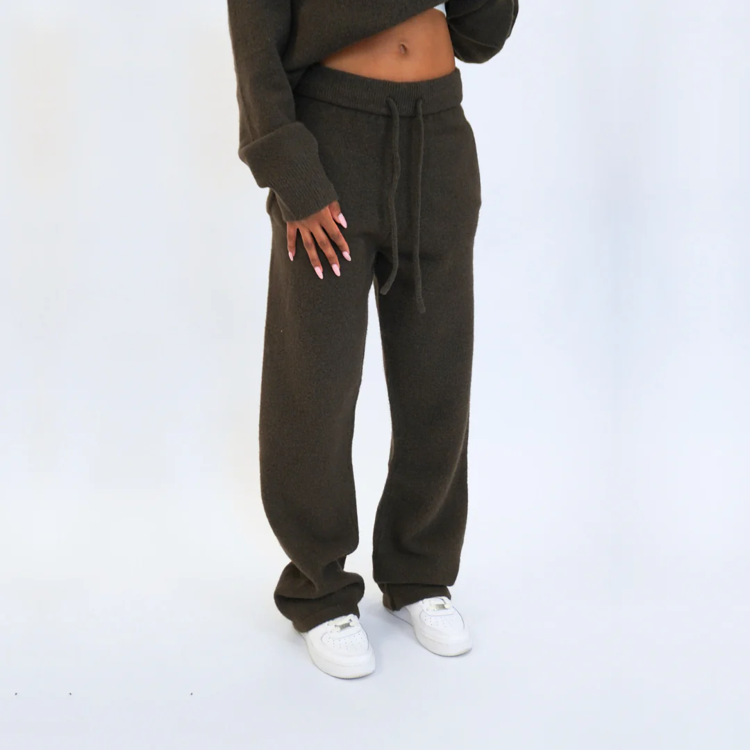 the soft-knit straight leg jogga' - brown - Image 6