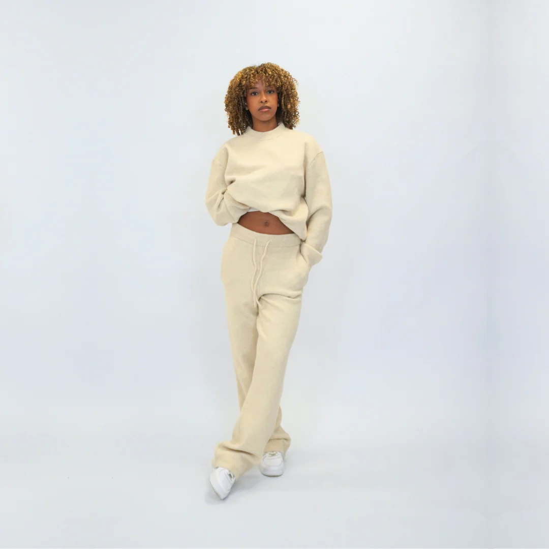 the soft-knit straight leg jogga' - creme - Image 4